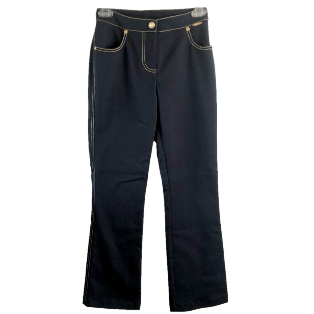 St. John Sport bootcut jeans Vintage Y2K size 0 gold logo & stitching dark navy